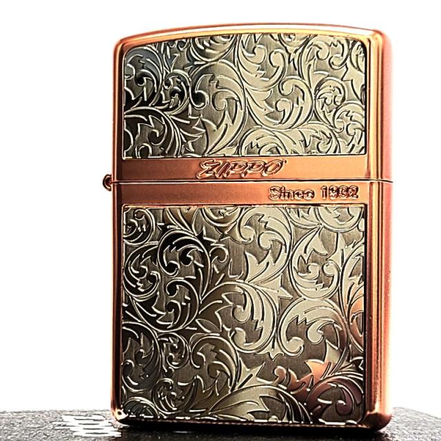 ZIPPO ライター アーマー 唐草＆ストライプ マットピンク＆シルバー お洒落 アラベスク 両面柄違い加工 マット加工 かっこいい ジッポー 綺麗 メンズ レディース ギフト プレゼント_6