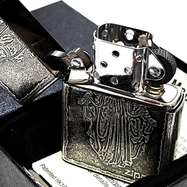 ZIPPO ライター マリア ジッポ アンティーク シルバー 彫刻 銀燻し バレル仕上げ Maria 古美加工 お守り かっこいい 聖母マリア様 おしゃれ 渋い メンズ レディース ギフト プレゼント_3
