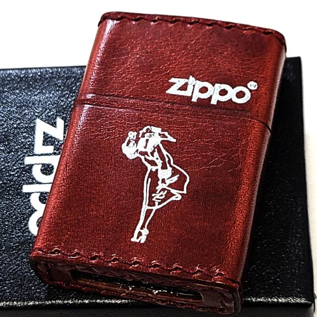 ZIPPO 革巻き ウィンディ ジッポ ライター おしゃれ ヴィンテージレッド 銀箔押し おしゃれ レトロ WINDY かわいい アメリカン 赤 レディース メンズ プレゼント ギフト