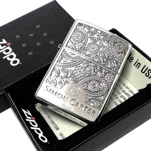 ZIPPO サイモンカーター ジッポ ライター ペイズリ— シルバーイブシ 銀