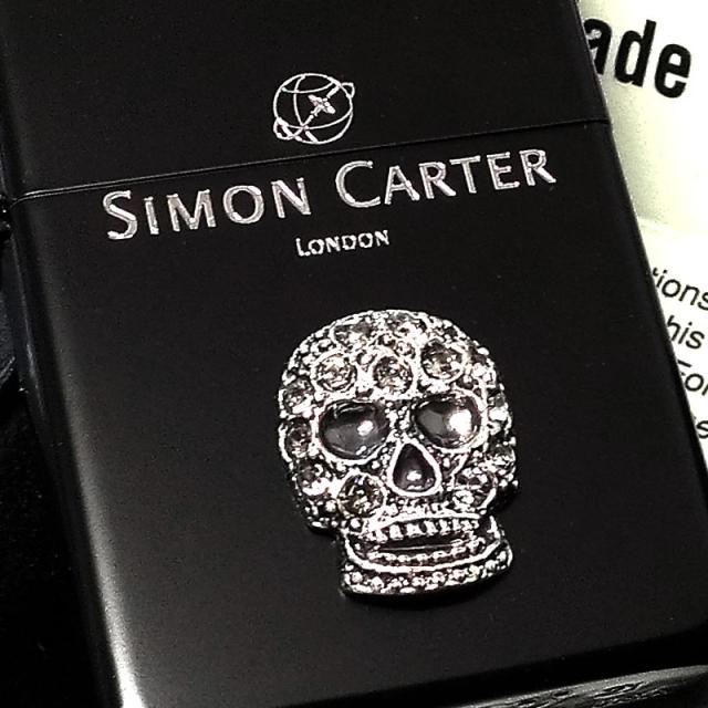 ZIPPO サイモンカーター ジッポ ライター スカルメタル スワロフスキー ドクロ マットブラック 艶消し 黒 かっこいい メンズ ブランド_4