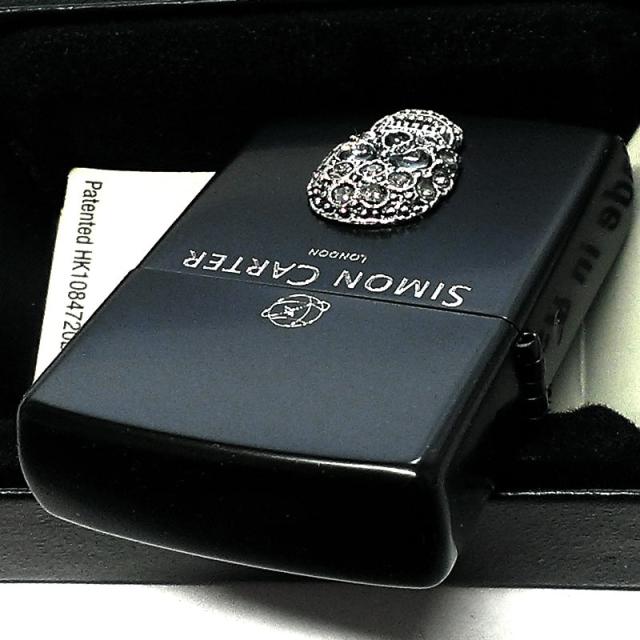 ZIPPO サイモンカーター ジッポ ライター スカルメタル スワロフスキー ドクロ マットブラック 艶消し 黒 かっこいい メンズ ブランド_5