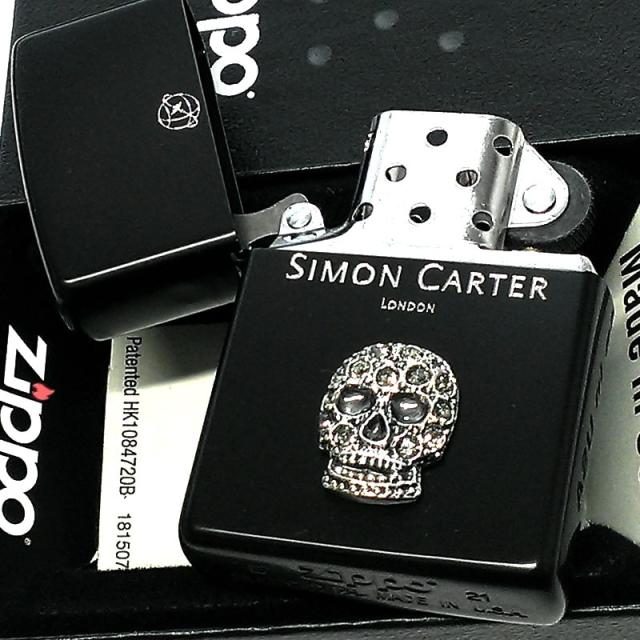 ZIPPO サイモンカーター ジッポ ライター スカルメタル スワロフスキー ドクロ マットブラック 艶消し 黒 かっこいい メンズ ブランド_6