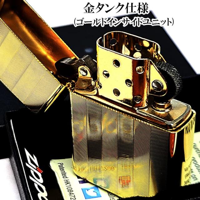 ZIPPO ライター スーパーファインエッチング ヘリンボーン柄 ゴールド ジッポ 金タンク かっこいい 両面加工 シンプル メンズ ギフト プレゼント_3