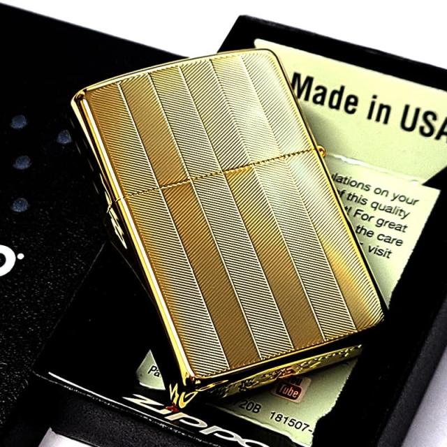 ZIPPO ライター スーパーファインエッチング ヘリンボーン柄 ゴールド ジッポ 金タンク かっこいい 両面加工 シンプル メンズ ギフト プレゼント_5