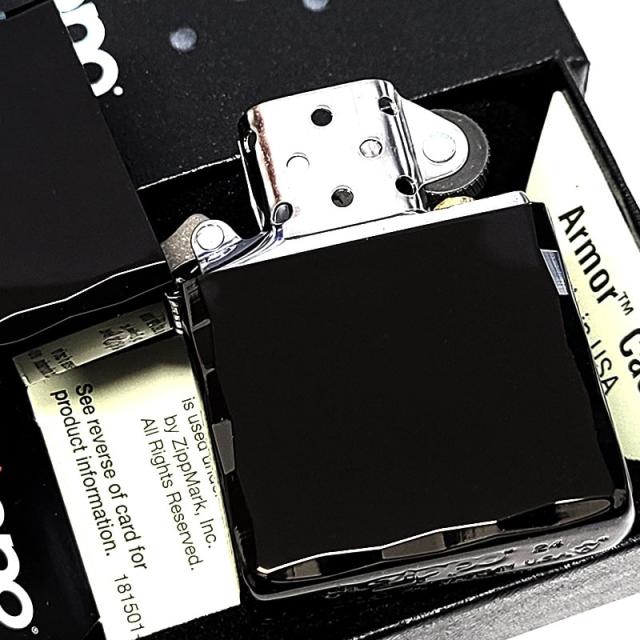 ZIPPO ライター アーマー シャインレイ 両面加工 ジッポ 鏡面 イオンブラック かっこいい 重厚 コーナー彫刻 シンプル メンズ 高級 おしゃれ 黒 ギフト プレゼント 動画有り_4