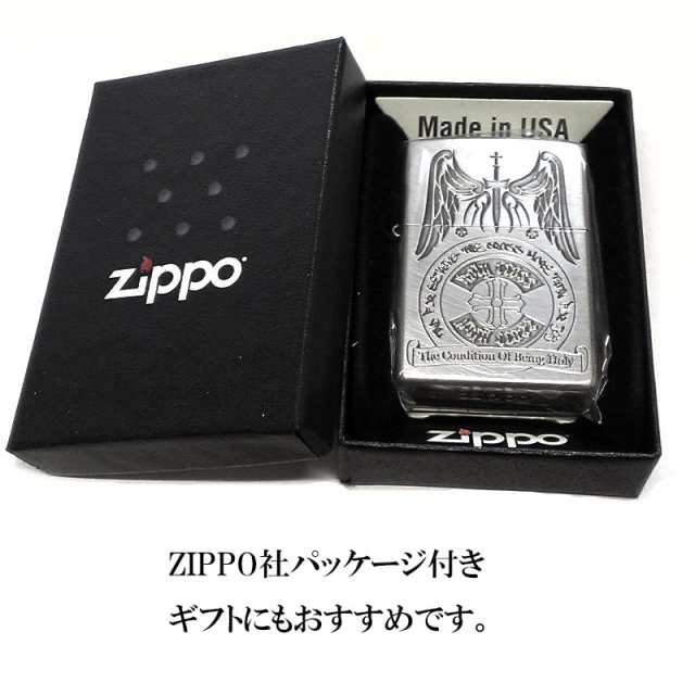 ZIPPO ライター クロス シルバー ジッポ スクラッチ加工 エンジェル 古