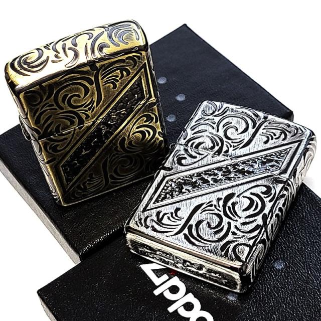 ZIPPO ライター ペアセット アーマー 限定50個生産 ヴェネチアンライン アンティーク シルバー ゴールド シリアルナンバー入り 燻し仕上げ 彫刻 ユーズド加工 重厚 かっこいい おしゃれ 高級 お揃い 色違い メンズ レディース ギフト プレゼント_9