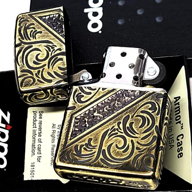 ZIPPO ライター ペアセット アーマー 限定50個生産 ヴェネチアンライン アンティーク シルバー ゴールド シリアルナンバー入り 燻し仕上げ 彫刻 ユーズド加工 重厚 かっこいい おしゃれ 高級 お揃い 色違い メンズ レディース ギフト プレゼント_3