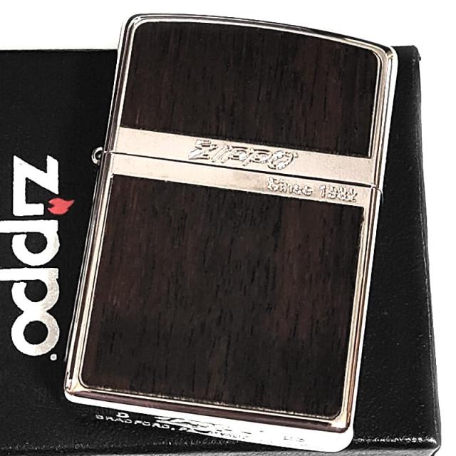 【訳あり】ジッポ ライター ローズウッド ダーク ZIPPO 彫刻 ストライプ ウッド貼り 両面加工 シルバー 銀 かっこいい おしゃれ レディース メンズ