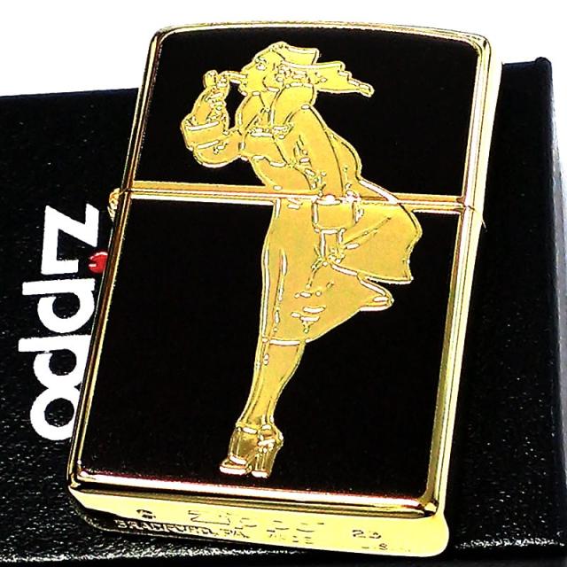 ZIPPO ライター ゴールド ブラック ウィンディガール ジッポ Windy G Series シンプル 金 黒 かわいい おしゃれ レトロ 両面加工 レディース_1