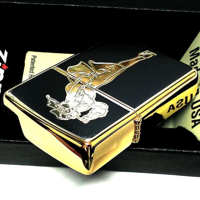 ZIPPO ライター ゴールド ブラック ウィンディガール ジッポ Windy G Series シンプル 金 黒 かわいい おしゃれ レトロ 両面加工 レディース_5