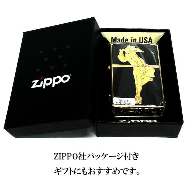 ZIPPO ライター ゴールド ブラック ウィンディガール ジッポ Windy G Series シンプル 金 黒 かわいい おしゃれ レトロ 両面加工 レディース_6