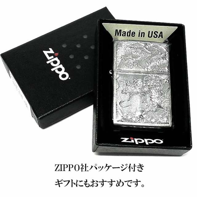 ZIPPO ZIPPO ライター 銀龍 ジッポ 和柄 ドラゴン 3D 電鋳板 シルバー ストリートクローム 日本 和風 竜 デンチュウバン