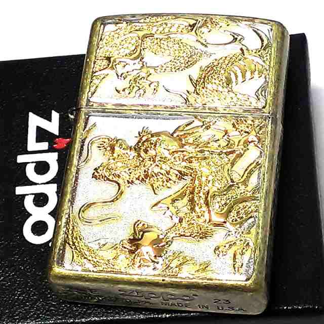 ZIPPO 金龍 ジッポ ライター 和柄 かっこいい ドラゴン 3D シルバー