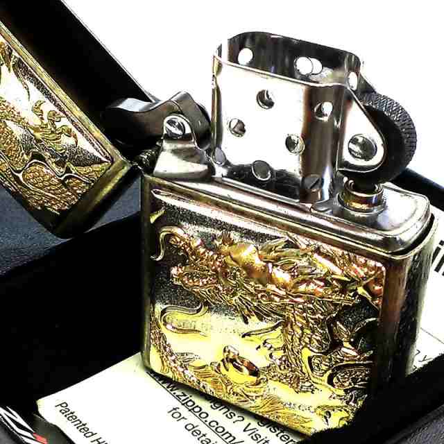 ZIPPO 金龍 ジッポ ライター 和柄 かっこいい ドラゴン 3D シルバー