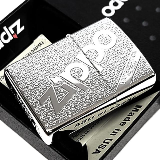 ZIPPO ライター 限定 ジッポ ロゴ 鏡面シルバー おしゃれ 彫刻 Zippo Logo シリアルナンバー かっこいい メンズ 銀 ギフト プレゼント_1