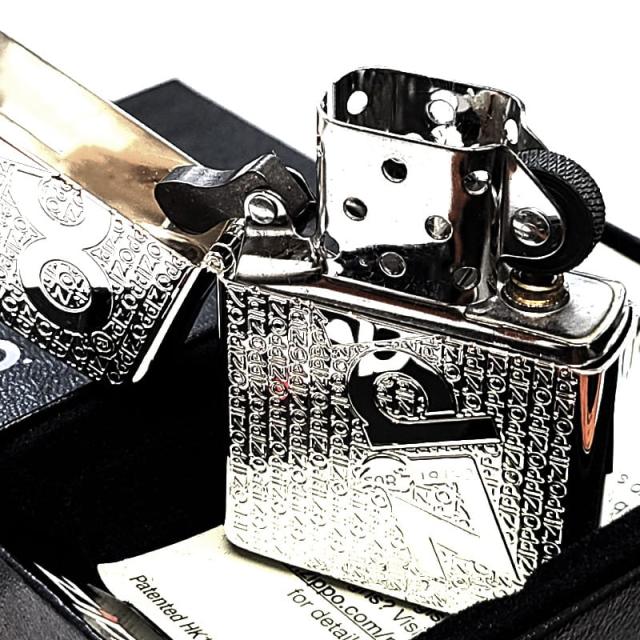 ZIPPO ライター 限定 ジッポ ロゴ 鏡面シルバー おしゃれ 彫刻 Zippo Logo シリアルナンバー かっこいい メンズ 銀 ギフト プレゼント_2