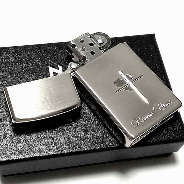 ZIPPO スリム ジッポ ライター ハート クロス ラバーズ 彫刻 真鍮 銀