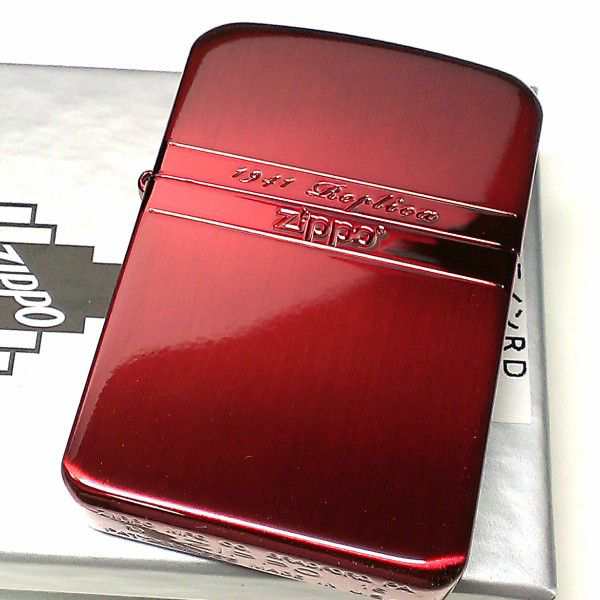 ZIPPO ライター ジッポ 1941 復刻レプリカ ミラーライン レッド サテン＆鏡面 赤 かっこいい おしゃれ メンズ レディース プレゼント