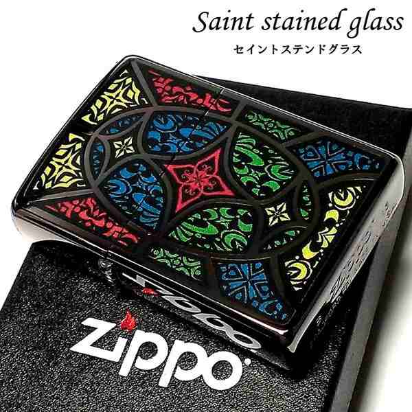 ZIPPO ライター セイント ステンドグラス ジッポ ブラック 黒ニッケル