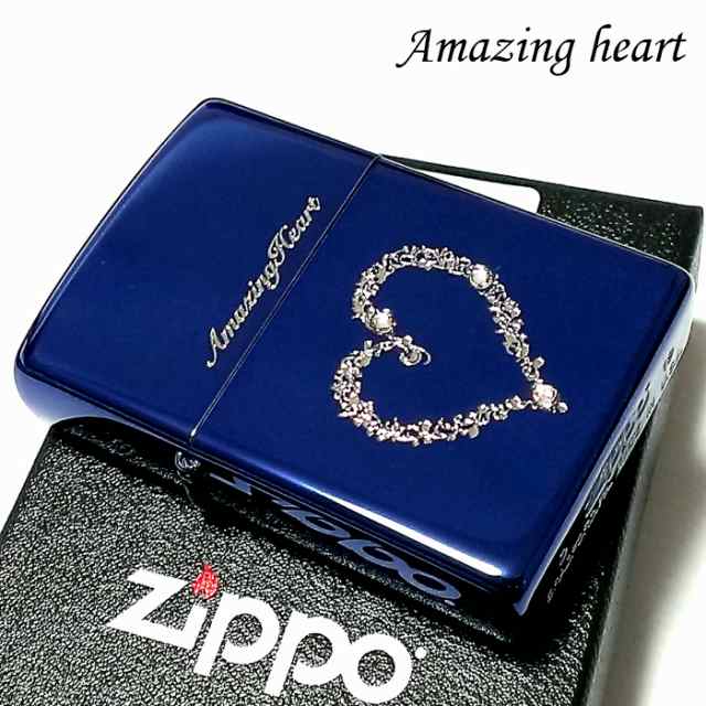 ZIPPO ライター ジッポ アメージングハート スワロフスキー 可愛い イオンブルー メンズ レディース ギフト プレゼント かわいい 青｜au  PAY マーケット