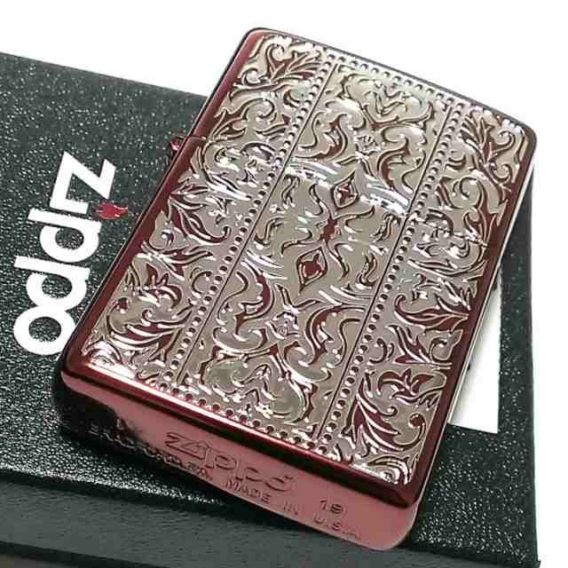 ZIPPO ライター レッドアラベスク ジッポ レッドイオン 銀差し