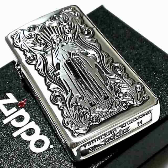 ZIPPO スリム ジッポ ライター アラベスクマリア 逆エッチング 彫刻 銀