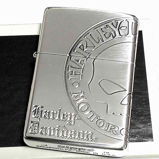 ZIPPO ライター ハーレーダビッドソン ジッポ スカル3面彫刻 シルバー燻し かっこいい ドクロ 日本限定モデルジッポー おしゃれ