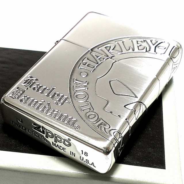 ZIPPO ライター ハーレーダビッドソン ジッポ スカル3面彫刻 シルバー燻し かっこいい ドクロ 日本限定モデルジッポー おしゃれ