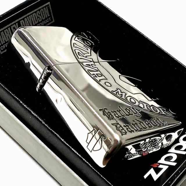 ZIPPO ライター ハーレーダビッドソン ジッポ スカル3面彫刻 シルバー燻し-