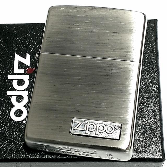 ZIPPO ライター ロゴメタル アンティークニッケル ジッポ 古美仕上げ スタンダード かっこいい シンプル メンズ_1