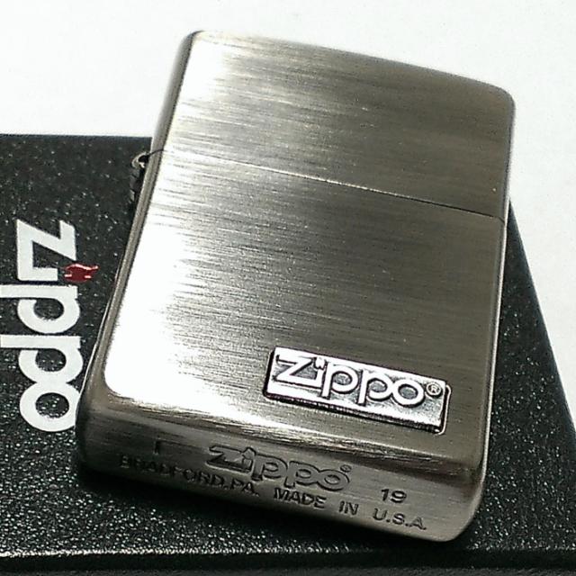 ZIPPO ライター ロゴメタル アンティークニッケル ジッポ 古美仕上げ スタンダード かっこいい シンプル メンズ_3