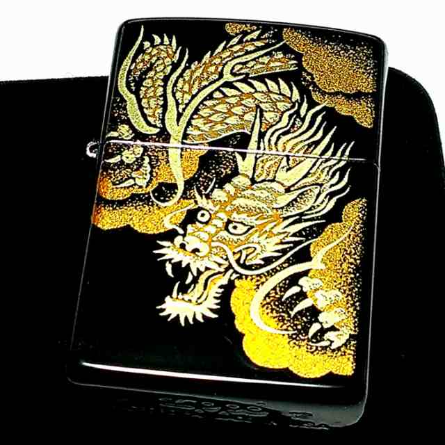 ZIPPO ライター 本金蒔絵 龍 伝統工芸 ジッポ 漆塗り 黒 かっこいい 竜 