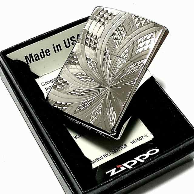 ZIPPO ライター ダイヤモンドカット スパイラル ジッポ プラチナ