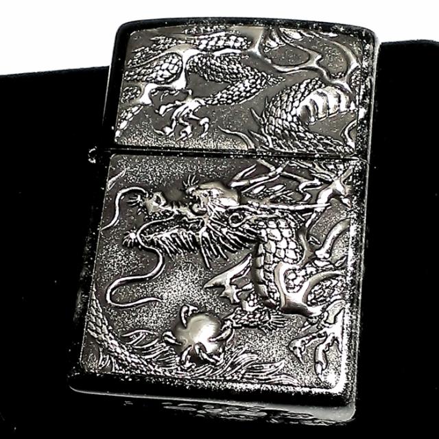 ZIPPO ライター ライズメタル 銀龍 亀甲 銀 伝統工芸 ジッポ 本漆塗り 黒 かっこいい 竜 和柄 シルバー ブラック おしゃれ ドラゴン 高級 メンズ ギフト プレゼントの通販は