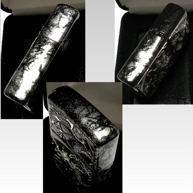 ZIPPO ライター ライズメタル 銀龍 亀甲 銀 伝統工芸 ジッポ 本漆塗り 黒 かっこいい 竜 和柄 シルバー ブラック おしゃれ ドラゴン 高級 メンズ ギフト プレゼント_4