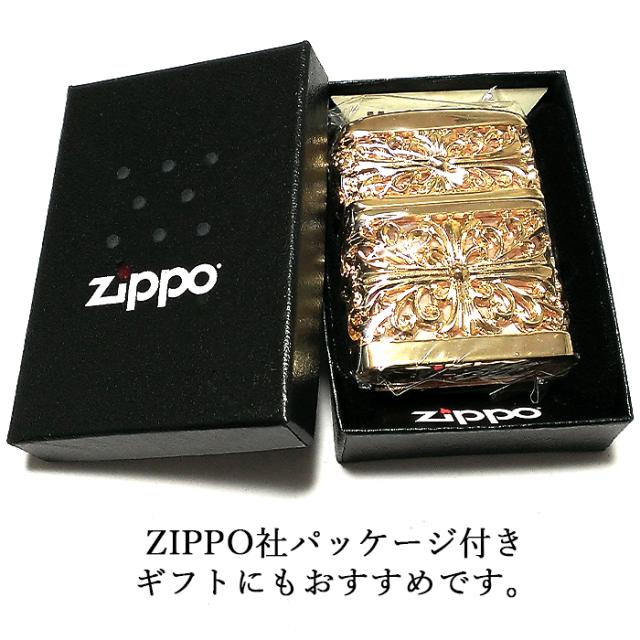 ZIPPO ライター メタルジャケット 超重厚 ダブルクロス ゴールド