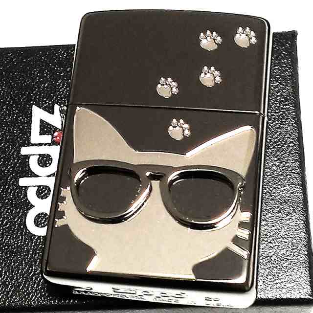 ZIPPO ねこ ライター サングラス 足跡 ジッポ 猫 かわいい ユニーク ...