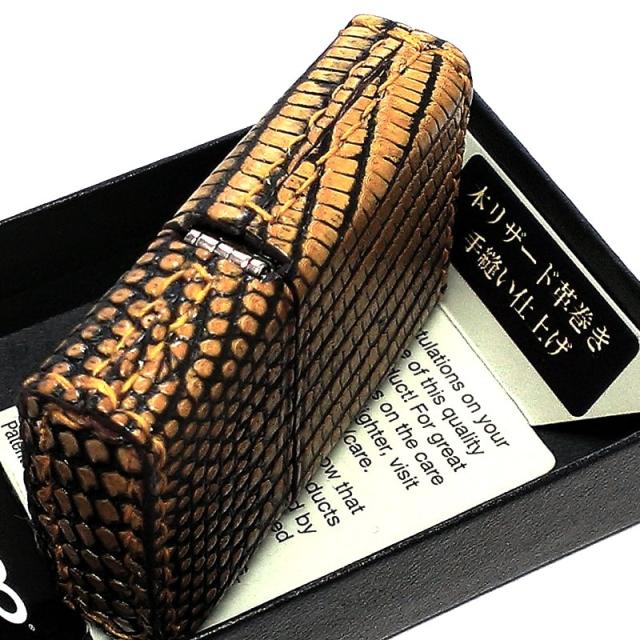 ZIPPO 本革巻き リザード ジッポ ライター 全面 トカゲ かっこいい 蜥蜴皮巻き 手縫い仕上げ おしゃれ メンズ 高級 ギフト プレゼント_5