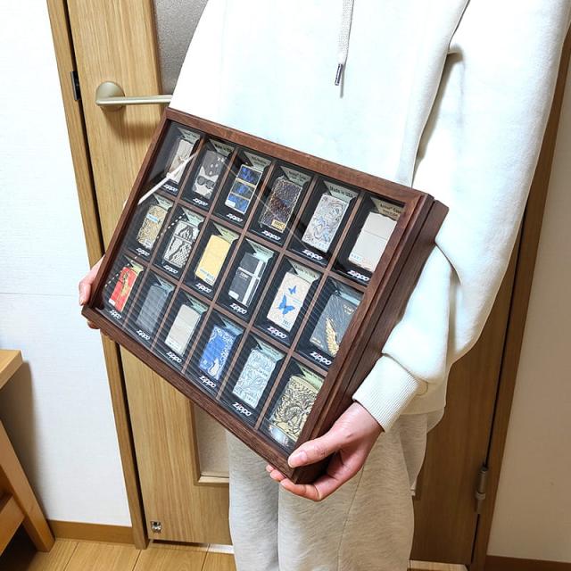 コレクションケース シンプル ZIPPO収納 おしゃれ 喫煙具収納 壁掛け 紐付き ウォルナット マグネット開閉式 アンティーク 雑貨 グッズ収納 木製 インテリア メンズ アンティーク コレクター 店舗 プレゼント ギフト_9