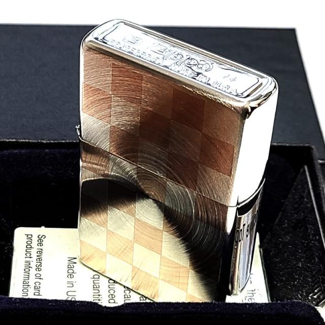 ZIPPO 一点物 2014年製 廃盤 シルバー＆ピンクチェック ボトムズアップ 絶版品 ジッポ ライター スピンカット おしゃれ 両面加工 メンズ レディース プレゼント ギフト_3