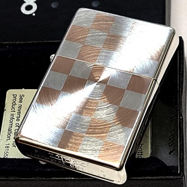ZIPPO 一点物 2014年製 廃盤 シルバー＆ピンクチェック ボトムズアップ 絶版品 ジッポ ライター スピンカット おしゃれ 両面加工 メンズ レディース プレゼント ギフト_4