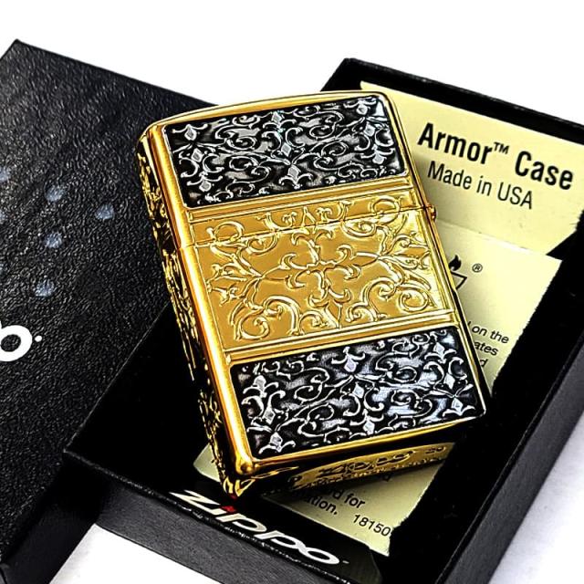 ZIPPO アーマー 5面 アラベスク ゴールド＆ブラック ジッポ ライター 金 黒 かっこいい 5面加工 重厚 メンズ ギフト プレゼント_10