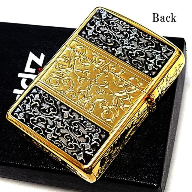 ZIPPO アーマー 5面 アラベスク ゴールド＆ブラック ジッポ ライター 金 黒 かっこいい 5面加工 重厚 メンズ ギフト プレゼント_3