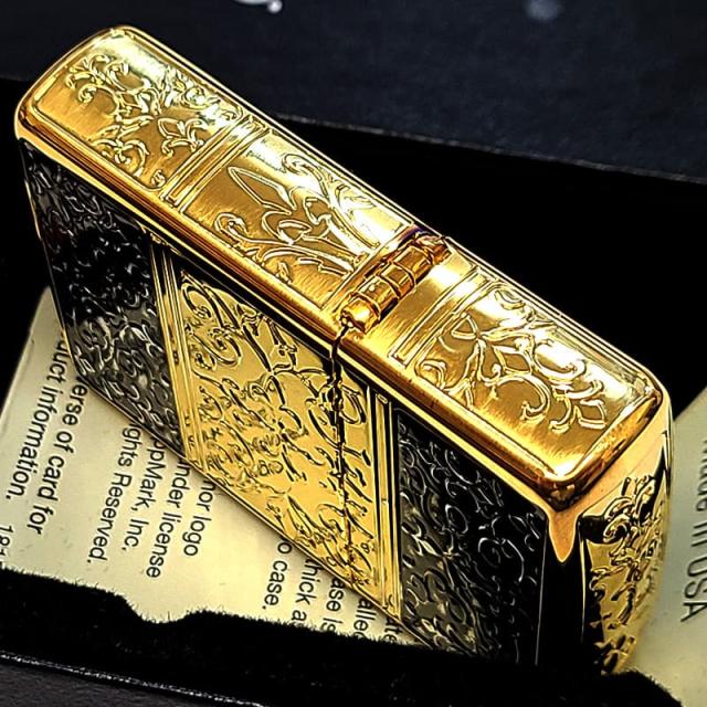 ZIPPO アーマー 5面 アラベスク ゴールド＆ブラック ジッポ ライター 金 黒 かっこいい 5面加工 重厚 メンズ ギフト プレゼント_5