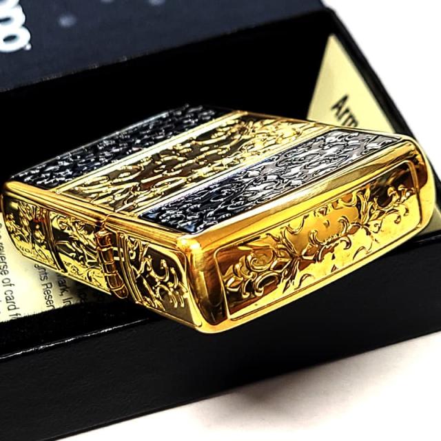 ZIPPO アーマー 5面 アラベスク ゴールド＆ブラック ジッポ ライター 金 黒 かっこいい 5面加工 重厚 メンズ ギフト プレゼント_6