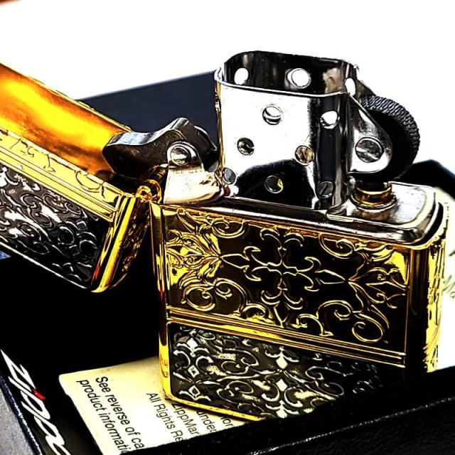 ZIPPO アーマー 5面 アラベスク ゴールド＆ブラック ジッポ ライター 金 黒 かっこいい 5面加工 重厚 メンズ ギフト プレゼント_7
