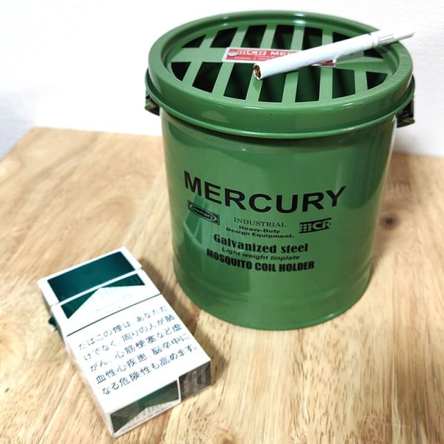 灰皿 屋外 おしゃれ MERCURY 蚊取り線香 蚊遣り フタ付き 卓上 喫煙具