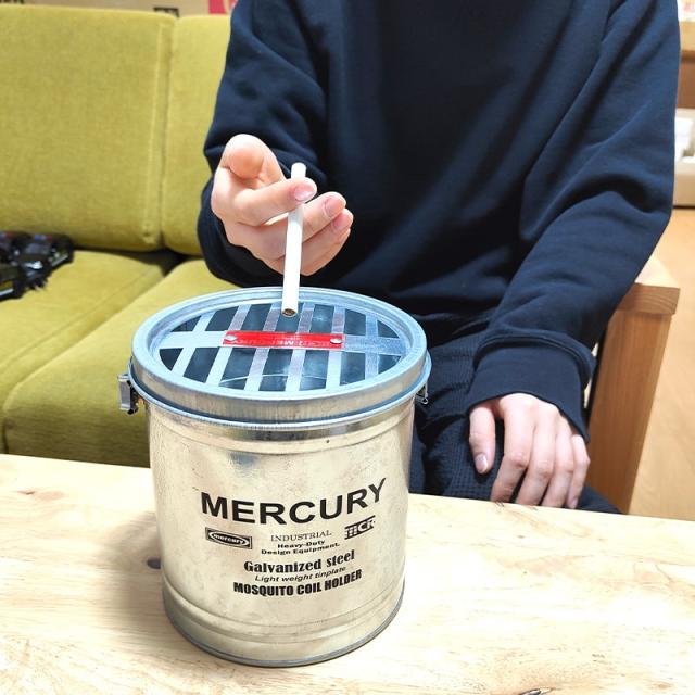 灰皿 屋外 おしゃれ MERCURY 蚊取り線香 蚊遣り フタ付き 卓上 喫煙具